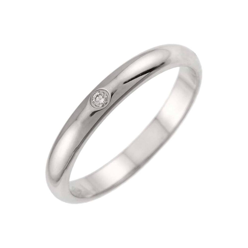 Cartier 1895 Classic #49 Ring with 1 Diamond, Platinum, 2.5mm Wide.